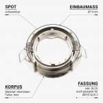 Einbaurahmen für LED MR16/GU10 Rund Schwenkbar Inox