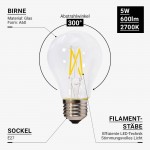 5W LED FILAMENT E27 A60 Birne Glas Warmweiß 5W LED FILAMENT E27 A60 Birne Glas Warmweiß