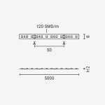 120SMD/m 9,6W/m 24V LED Streifen 3528 Kaltweiß 1m