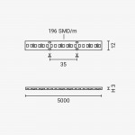 196SMD/m 20W/m 24V Professional LED Streifen 2835 Warmweiß Spritzwassergeschützt 1m