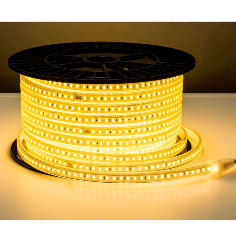 LED-Streifen 5730 – 15 Meter, Warmweiß, 12 Mm Breite – IP65 Für Innen & Außen, Inkl. Gleichrichterkabel – 220-240V, Dimmbar