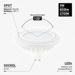 9W LED GU10/AR111 Spot 120° Warmweiß