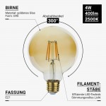 4W LED Vintage E27 G95 Birne Gold Glas Warmweiß 2500K 4W LED Vintage E27 G95 Birne Gold Glas Warmweiß 2500K