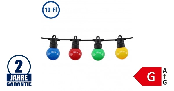 SKYLANTERN® Lichterkette 10m Mit 30 Bunten Glühbirnen – Wasserdicht IP65 Für Garten, Terrasse & Party