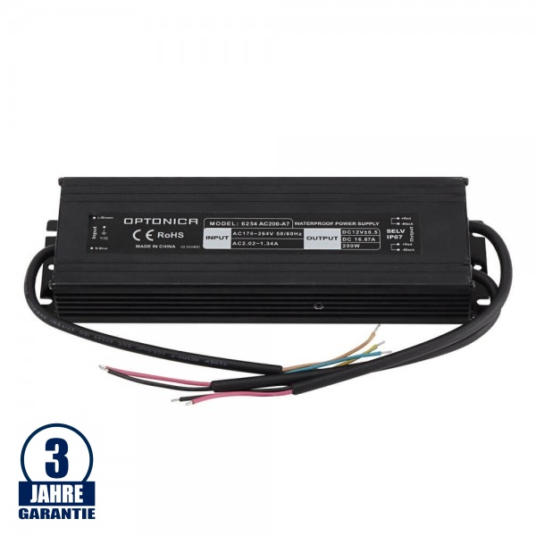 200W 12V DC Metall Netzteil Professional Wassergeschützt