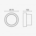 15W LED Wandleuchte Rund Schwarz IP65 Warmweiß