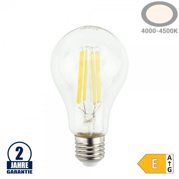 12W LED FILAMENT E27 A65 Birne Glas Neutralweiß