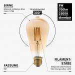 8W LED Vintage E27 ST64 Birne Gold Glas Warmweiß 2500K Dimmbar 8W LED Vintage E27 ST64 Birne Gold Glas Warmweiß 2500K Dimmbar