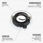 Einbaurahmen Alu für LED GU10 Rund inkl. Fassung Weiß/Schwarz