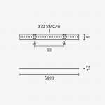 320SMD/m 10W/m 24V COB LED Streifen CRI90+ Kaltweiß 1m