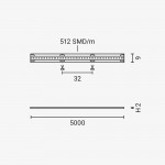 512SMD/m 12W/m 24V COB LED Streifen CRI90+ Kaltweiß 1m