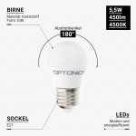5,5W LED E27 G45 Birne Kunststoff Neutralweiß