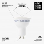6,5W LED SMD GU10 Spot 110° Kaltweiß 6,5W LED SMD GU10 Spot 110° Kaltweiß