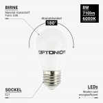 8W LED E27 G45 Birne Kunststoff Kaltweiß