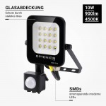 10W LED SMD Fluter schwarzes Gehäuse mit Bewegungsmelder Neutralweiß 10W LED SMD Fluter schwarzes Gehäuse mit Bewegungsmelder Neutralweiß