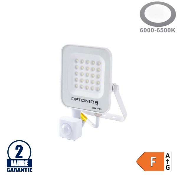 20W LED SMD Fluter weißes Gehäuse mit Bewegungsmelder Kaltweiß 20W LED SMD Fluter weißes Gehäuse mit Bewegungsmelder Kaltweiß