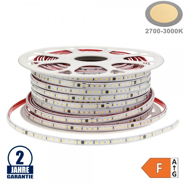 120SMD/m 9W 230V LED Streifen 2835 Wassergeschützt Warmweiß 1m