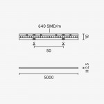 640SMD/m 16W/m 24V COB LED Streifen CCT 1m