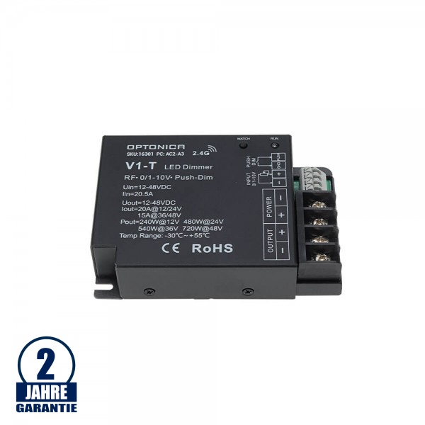 LED Single Color Controller Funk, Tastersteuerung u. 0-10V steuerbar - 12-48 V DC, max. 20A LED Single Color Controller Funk, Tastersteuerung u. 0-10V steuerbar - 12-48 V DC, max. 20A