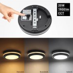 20W LED Deckenleuchte mit Bewegungsmelder Schwarz für Außenbereich CCT IP65