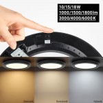 10/15/18W LED Ein- u. Aufbauleuchte Schwarz CCT