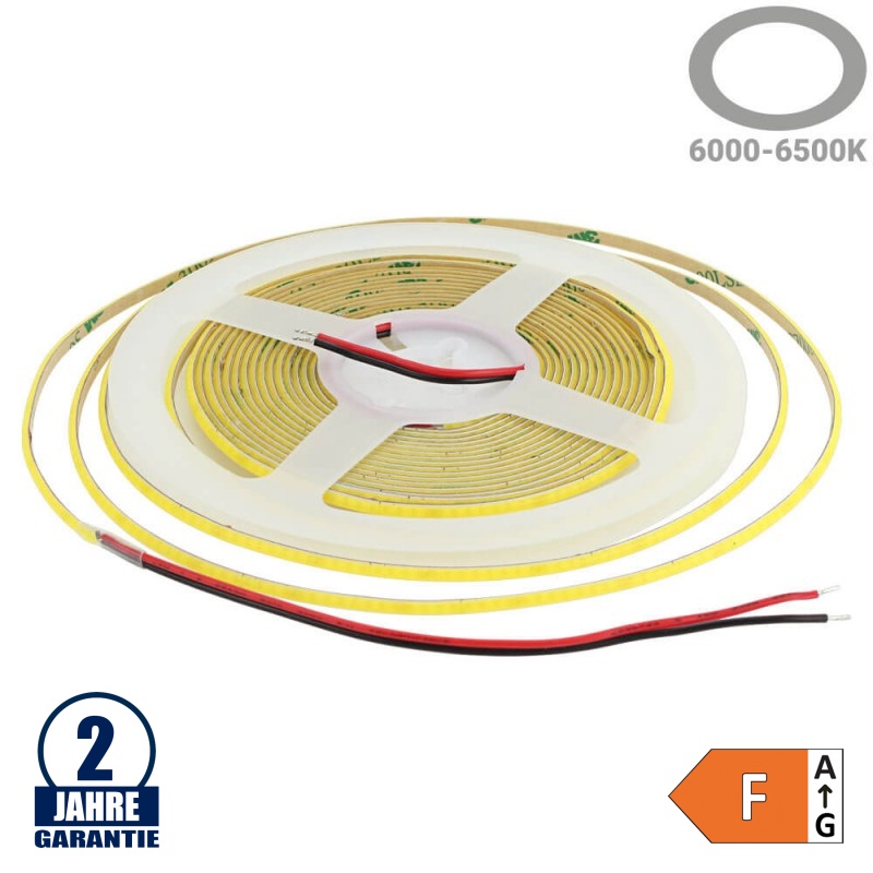 1 Meter LED Streifen Kaltweiß – Sehr Hell, 120 LEDs/m, IP65, 12V Mit Hohlbuchse