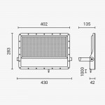 300W LED Fluter Professional Grau 100cm Anschlusskabel Kaltweiß 300W LED Fluter Professional Grau 100cm Anschlusskabel Kaltweiß