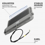 300W LED Fluter Professional Grau 100cm Anschlusskabel Kaltweiß 300W LED Fluter Professional Grau 100cm Anschlusskabel Kaltweiß