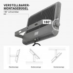 300W LED Fluter Professional Grau 100cm Anschlusskabel Kaltweiß 300W LED Fluter Professional Grau 100cm Anschlusskabel Kaltweiß