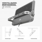500W LED Fluter Professional Grau 100cm Anschlusskabel Kaltweiß 500W LED Fluter Professional Grau 100cm Anschlusskabel Kaltweiß