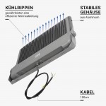 500W LED Fluter Professional Grau 100cm Anschlusskabel Neutralweiß 500W LED Fluter Professional Grau 100cm Anschlusskabel Neutralweiß